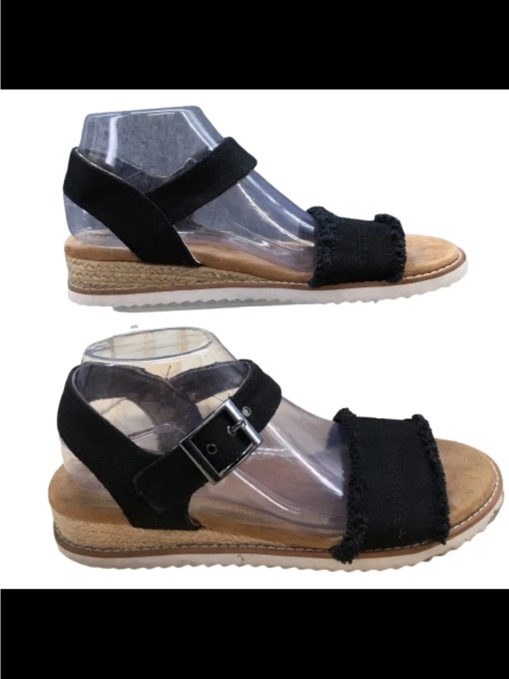 Skechers Black Espadrille Ankle-Strap Wedge Sandals